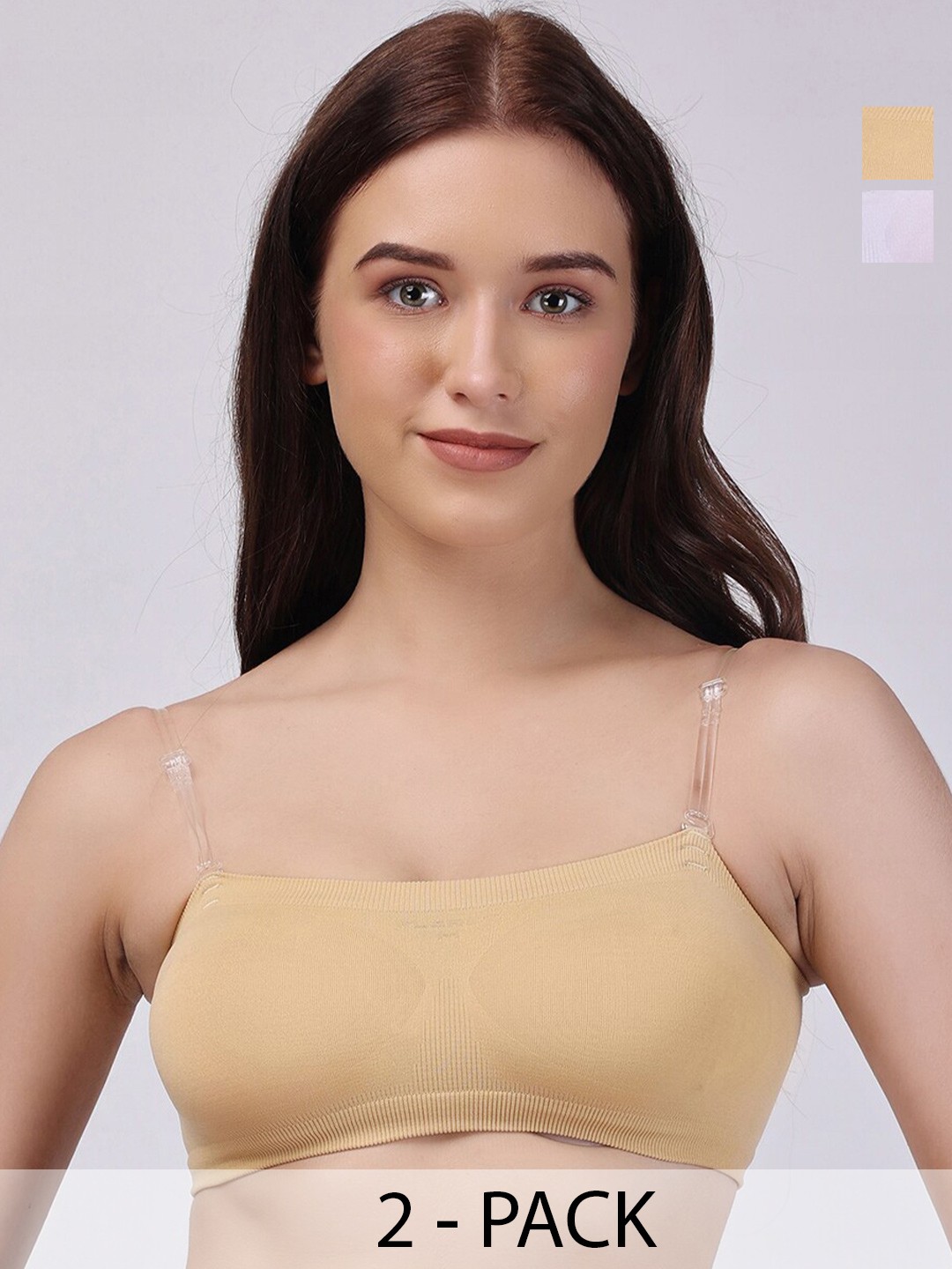 

Floret Pack Of 2 Full Coverage Non Padded Bandeau Bras With All Day Comfort, White
