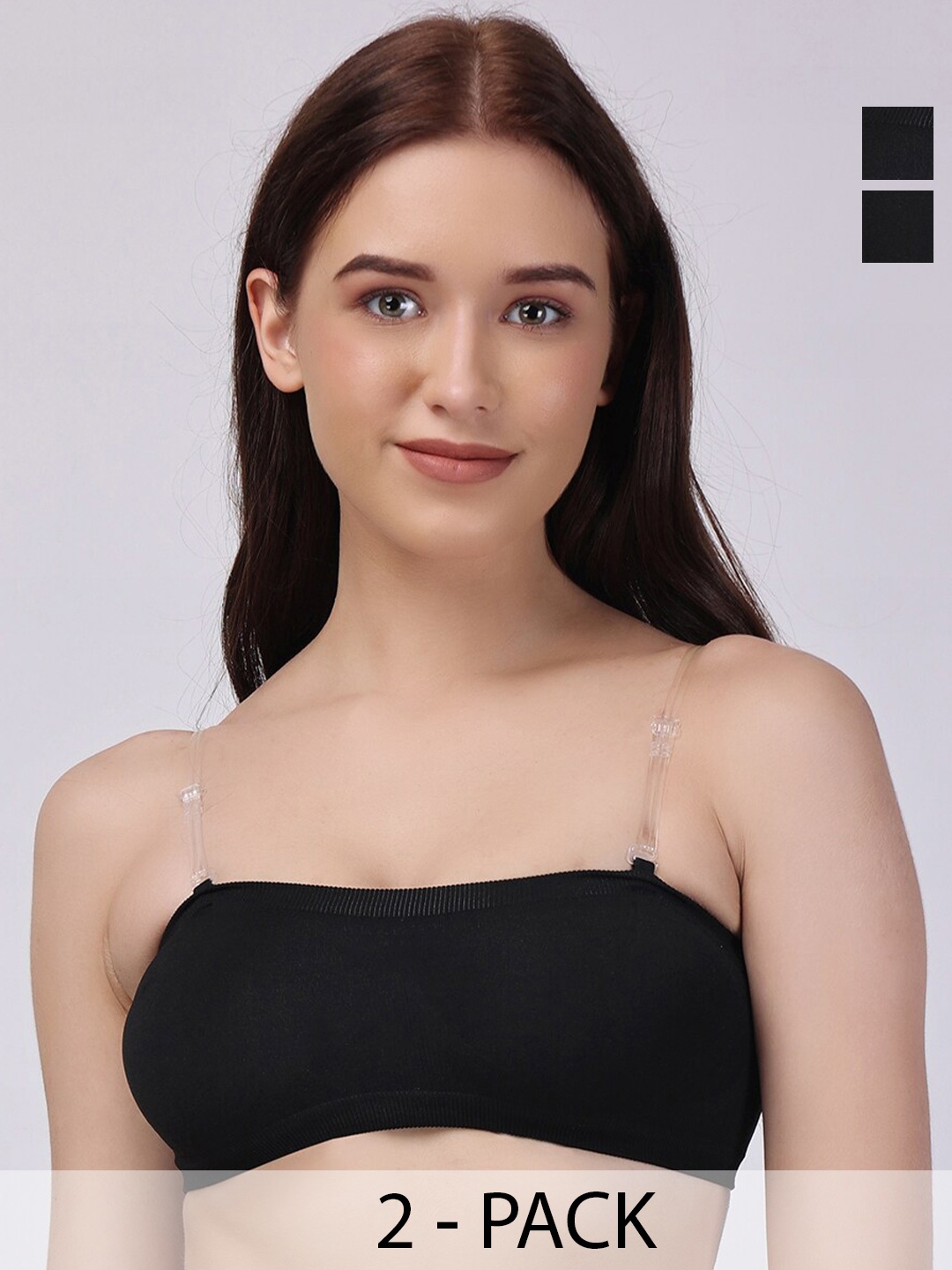 

Floret Pack Of 2 Full Coverage Bandeau Bra With All Day Comfort, Black