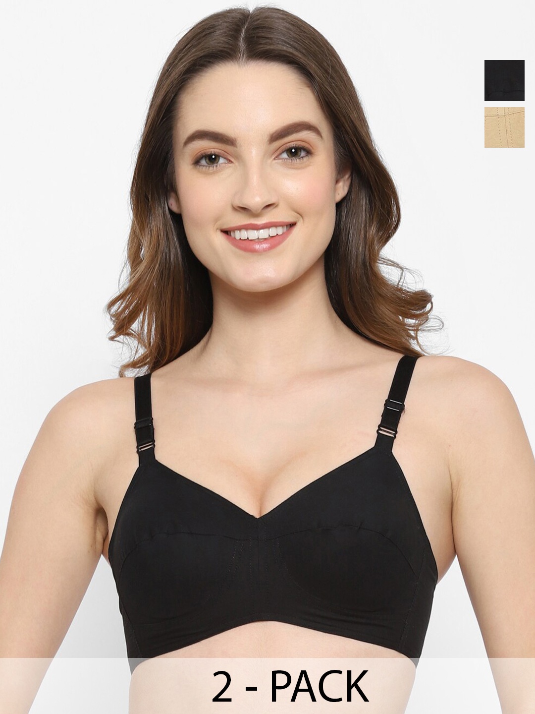 

Floret Pack Of 2 Full Coverage Cotton Everyday Bras With All Day Comfort, Nude