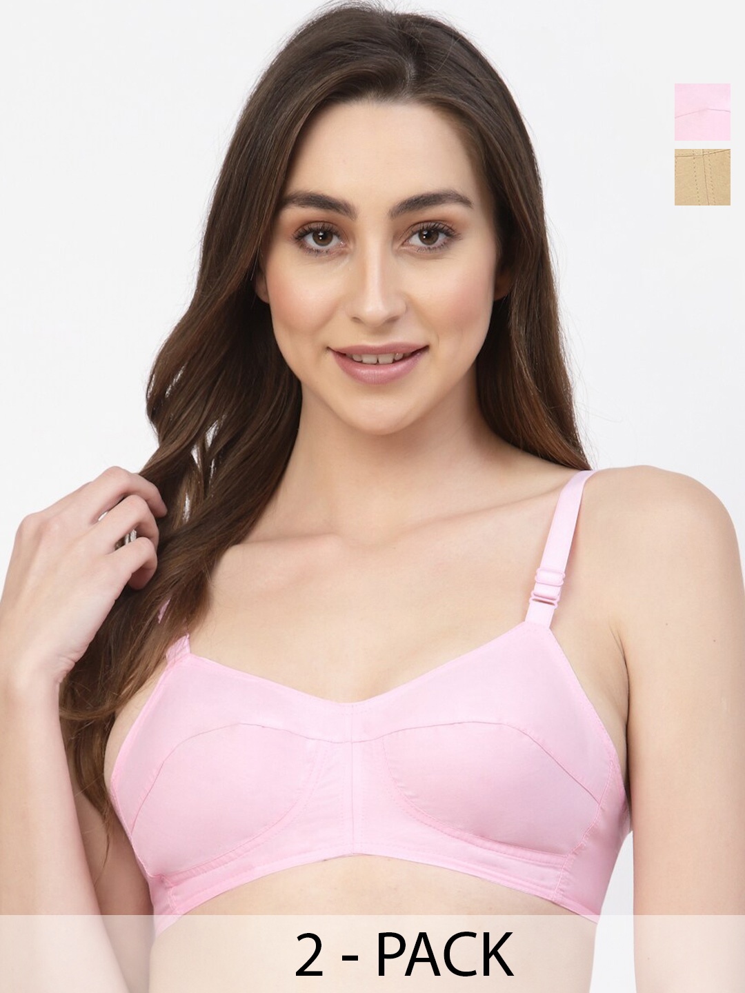 

Floret Pack Of 2 Full Coverage Cotton Everyday Bra With All Day Comfort, Beige