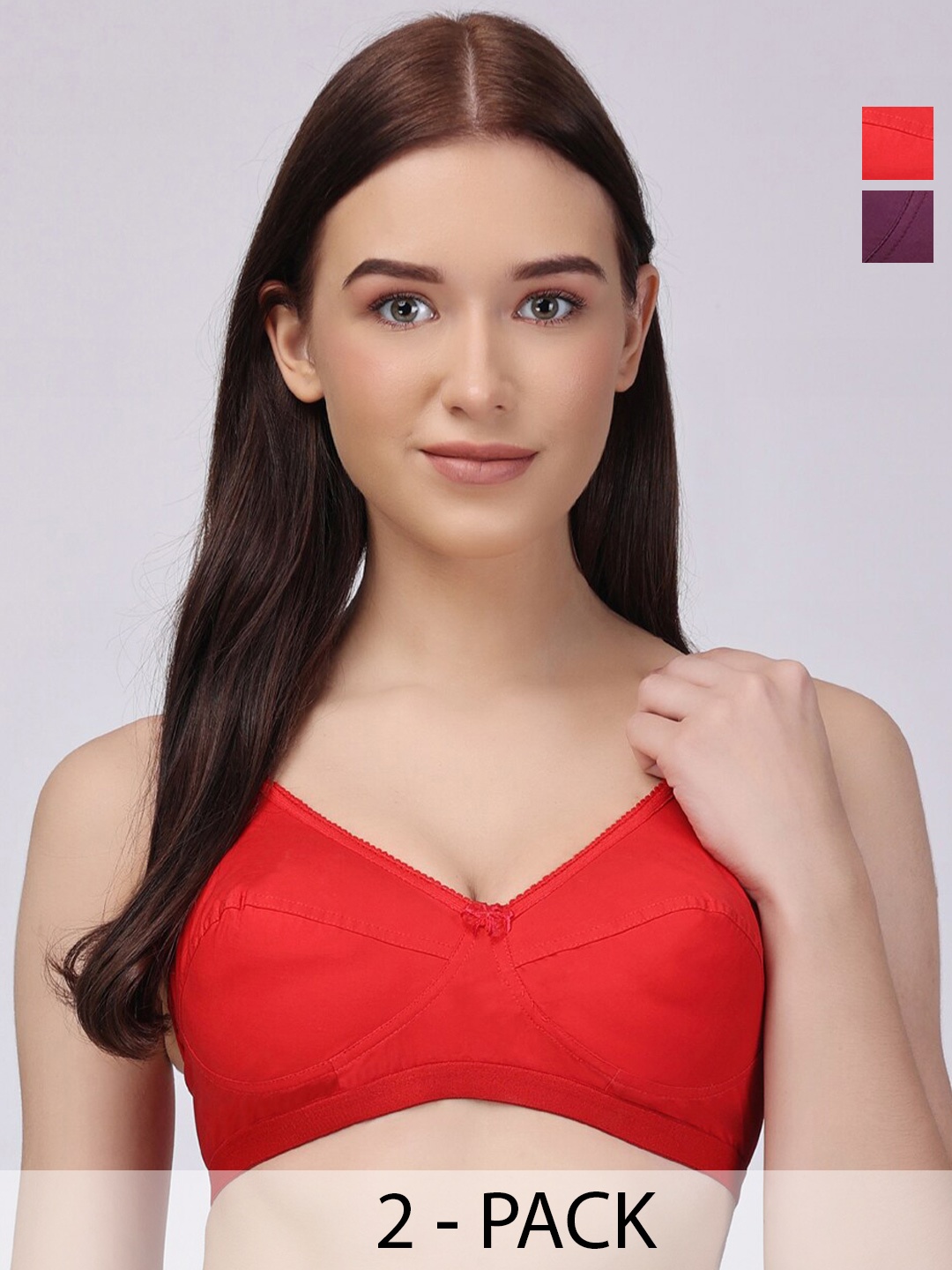 

Floret Pack Of 2 Full Coverage Bra All Day Comfort, Burgundy