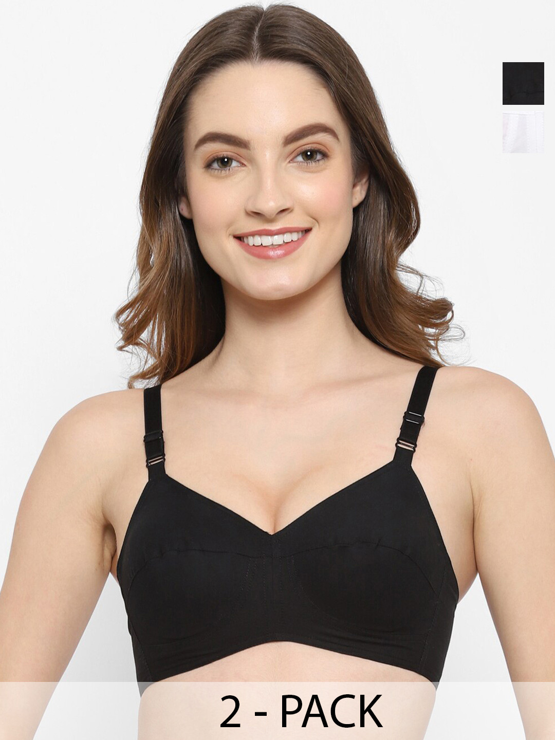 

Floret Pack Of 2 Full Coverage Cotton Everyday Bras With All Day Comfort, White