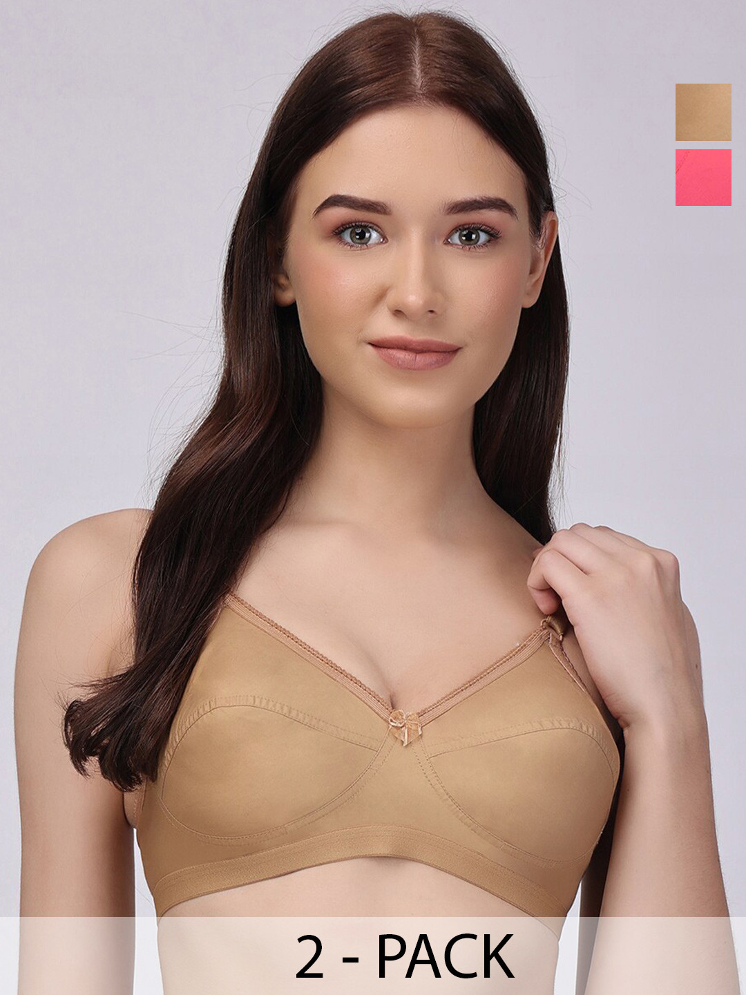 

Floret Pack Of 2 Full Coverage Cotton Everyday Bras With All Day Comfort, Fuchsia