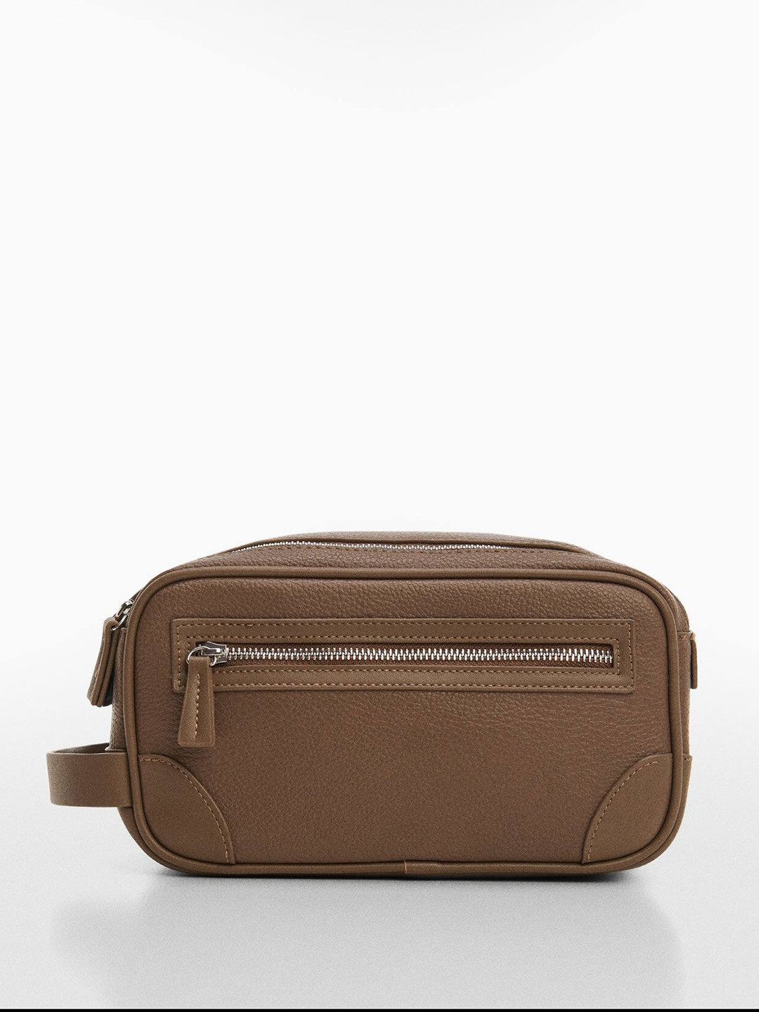 

MANGO MAN Textured Toiletry Travel Bag, Brown