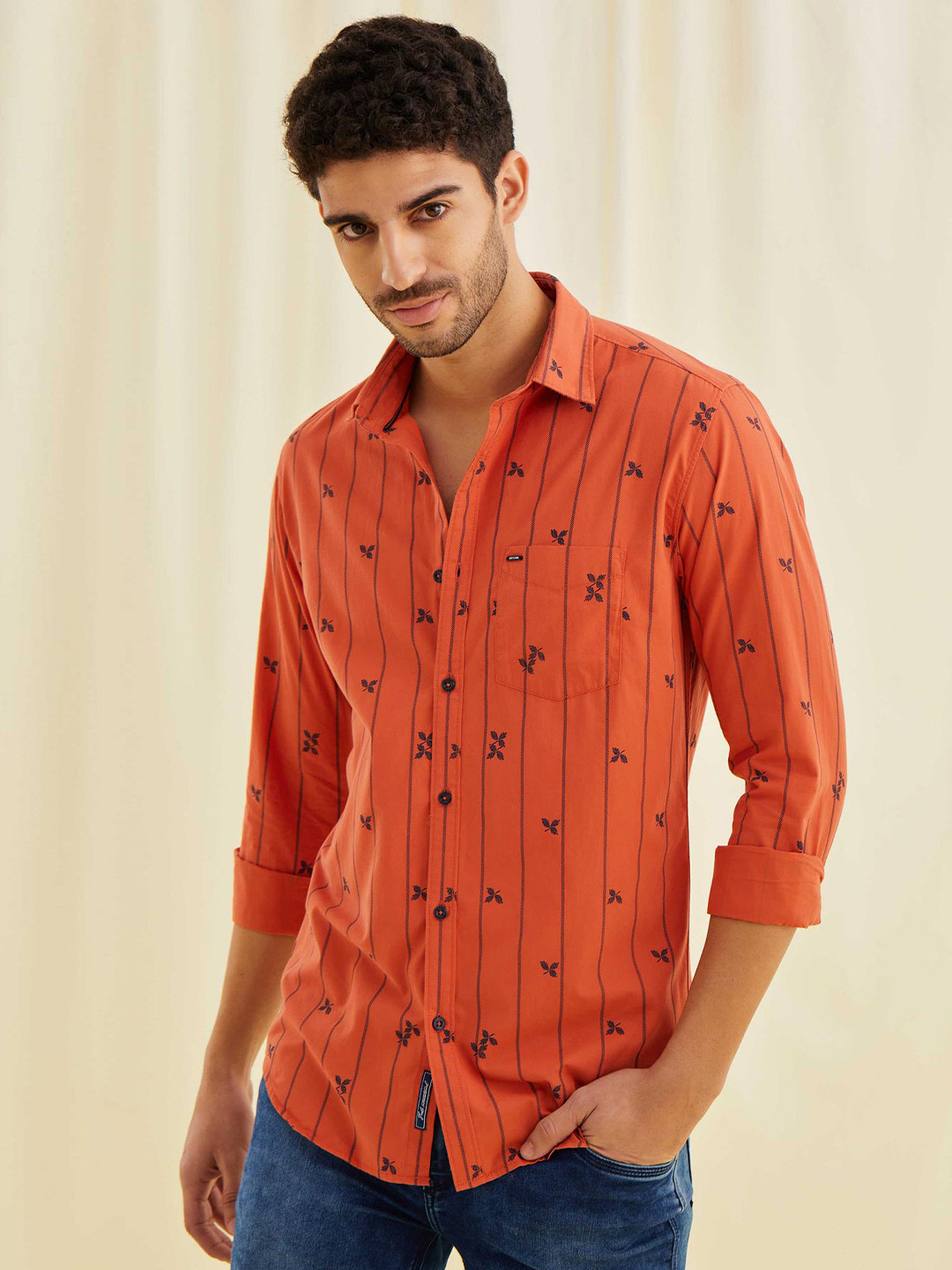 

Red Flame Men Opaque Striped Formal Shirt