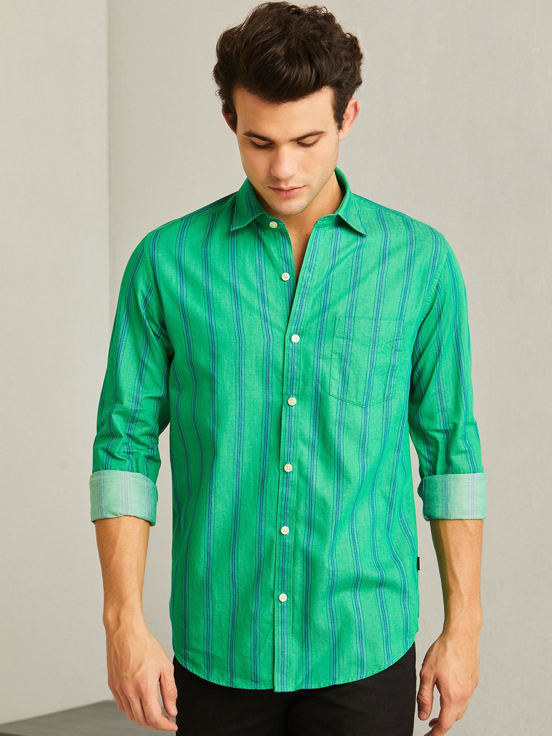 

Red Flame Men Opaque Formal Shirt, Green
