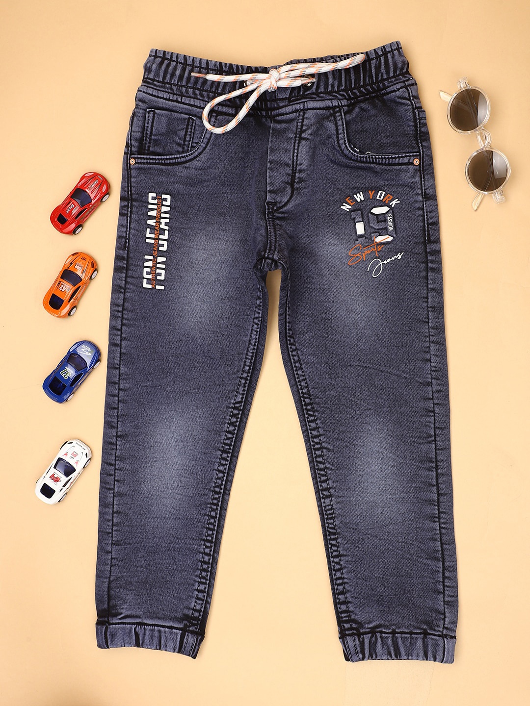 

V-Mart Boys Mid Rise Cotton Heavy Fade Jeans, Blue