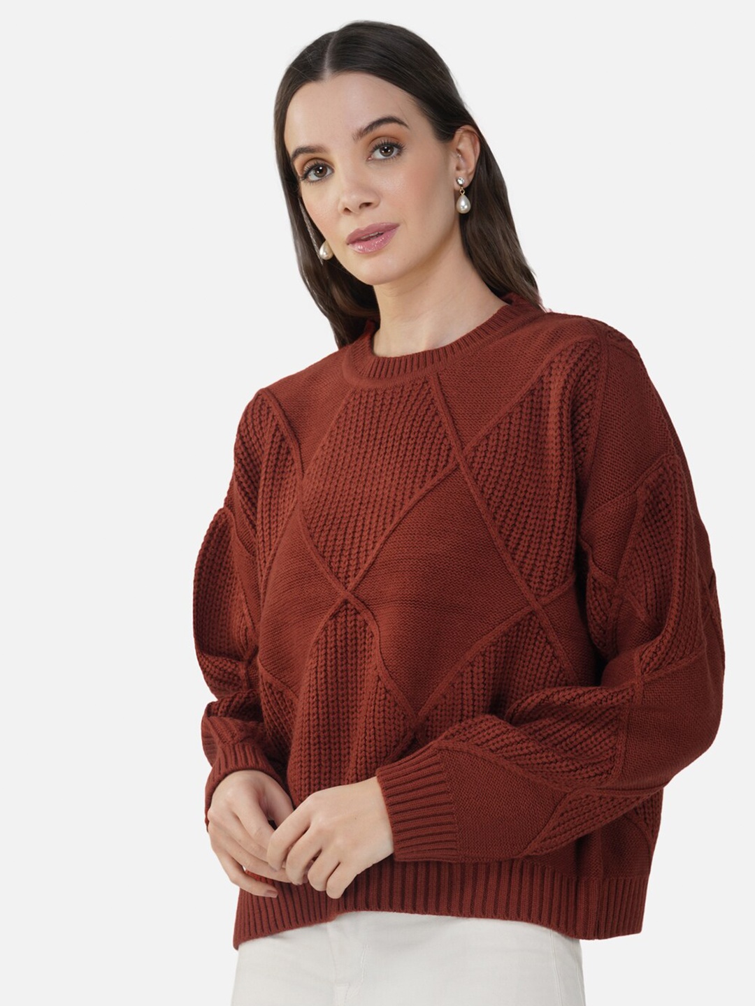 

JoE Hazel Round Neck Pullover Sweater, Rust
