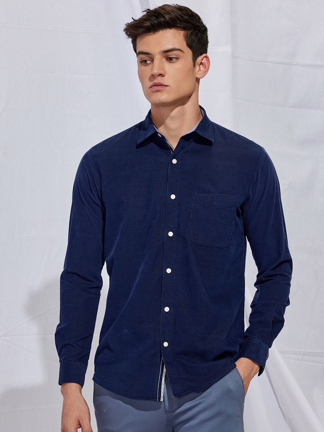 

Red Flame Men Opaque Formal Shirt, Navy blue
