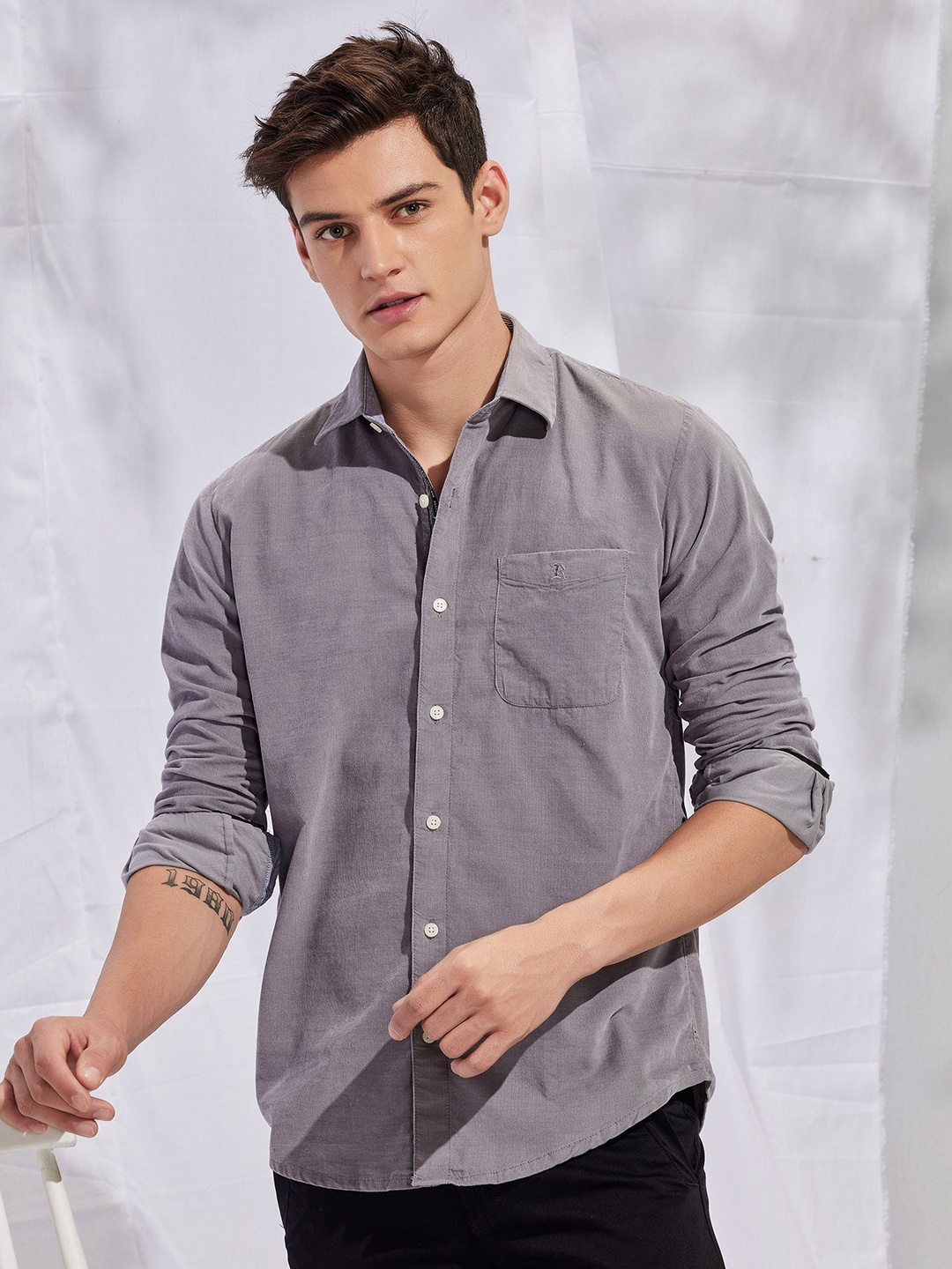 

Red Flame Men Opaque Formal Shirt, Grey