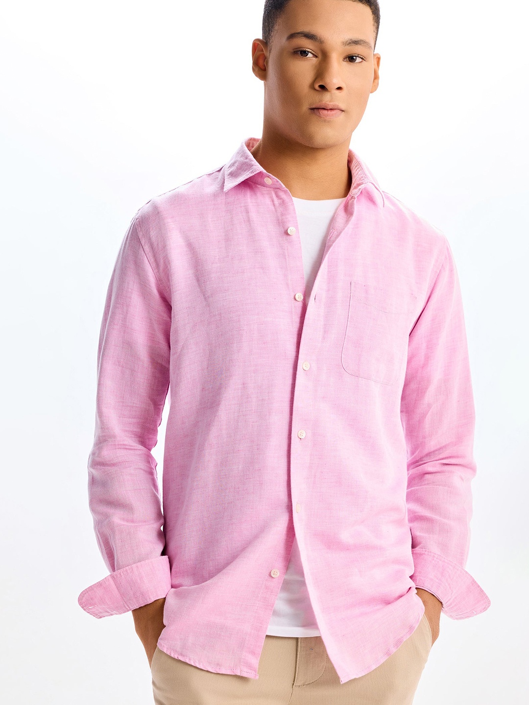 

Red Flame Men Opaque Formal Shirt, Pink