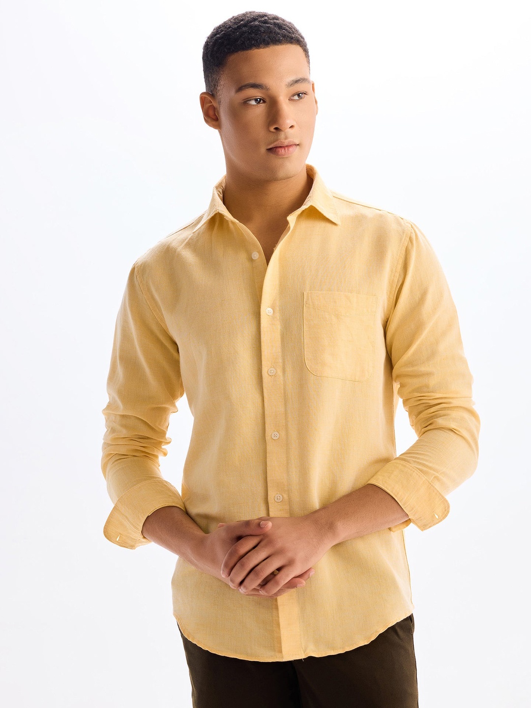 

Red Flame Men Opaque Formal Shirt, Yellow