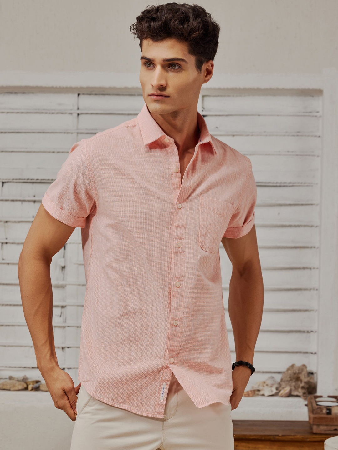 

Red Flame Men Opaque Party Shirt, Orange