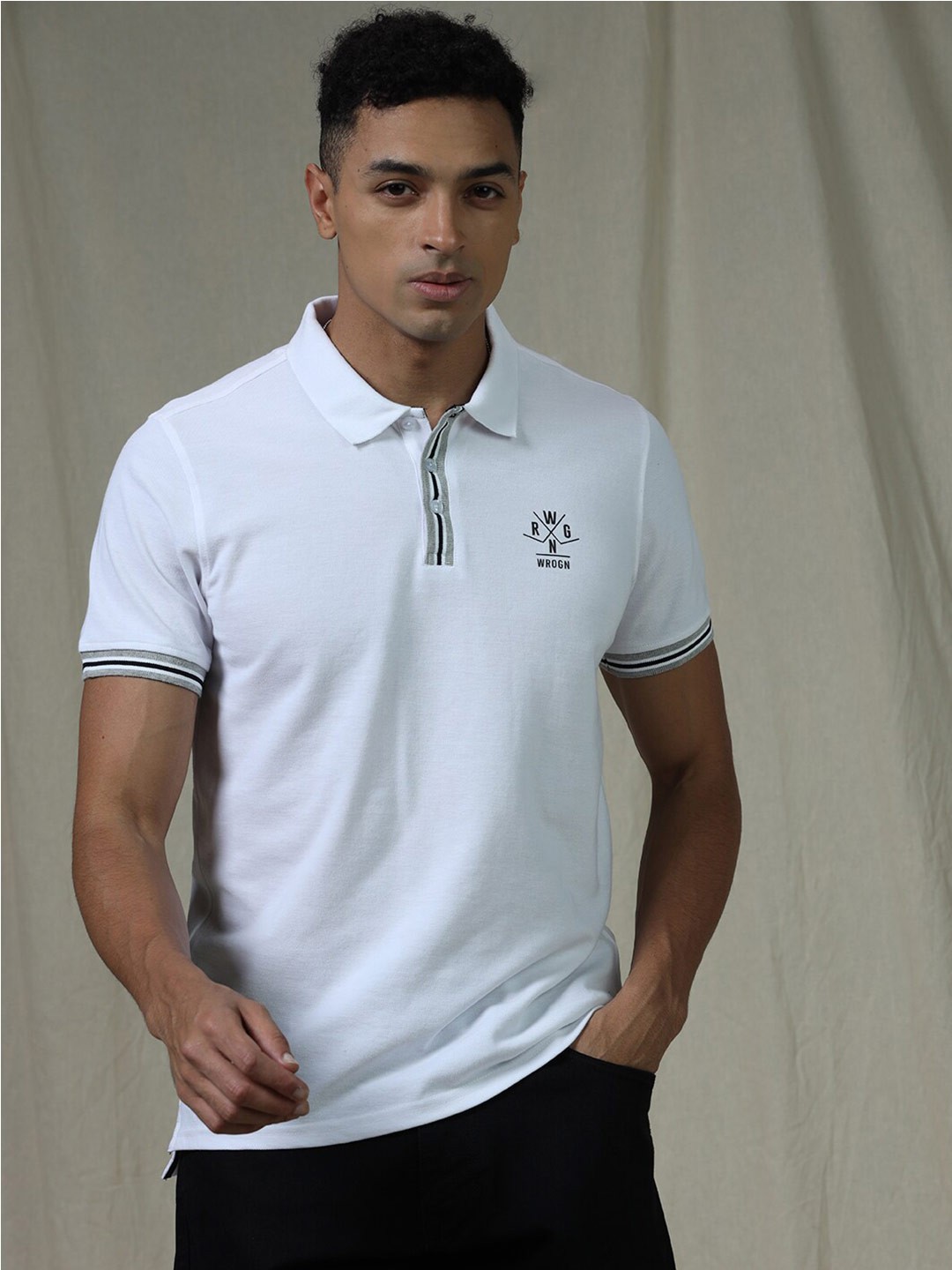 

WROGN Polo Collar Short Sleeves Slim Fit T-shirt, White