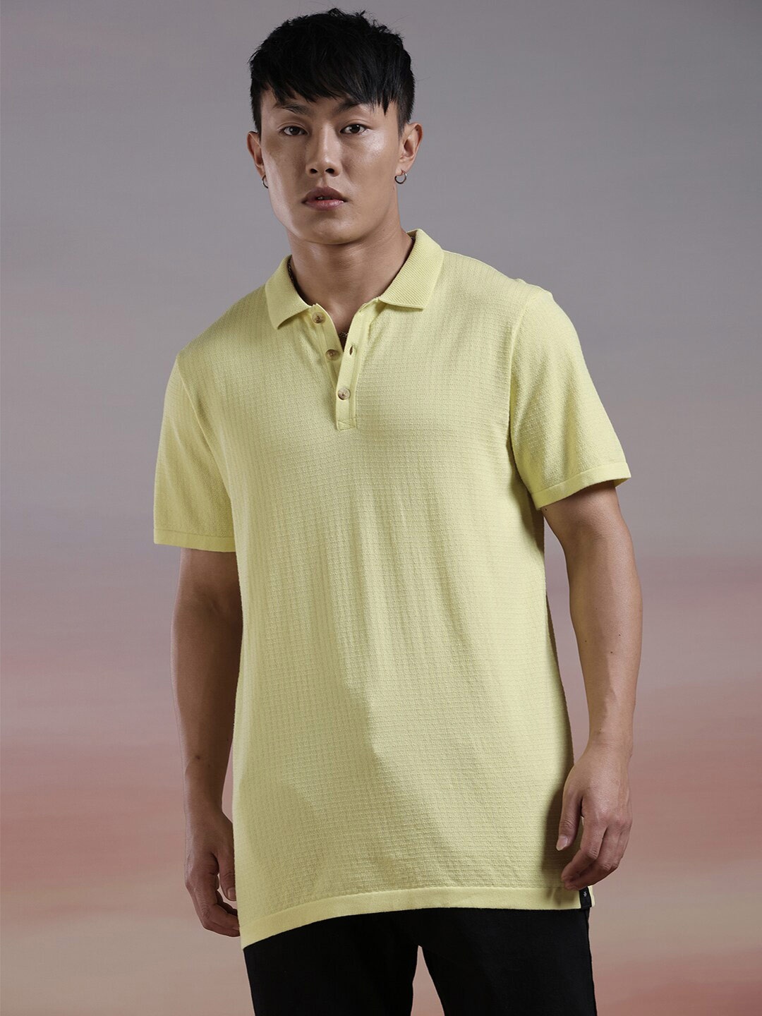 

WROGN Polo Collar Short Sleeves Slim Fit T-shirt, Yellow