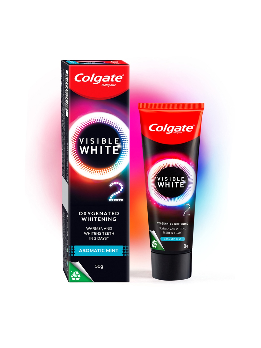 

Colgate Visible White O2 Mint Teeth Whitening Toothpaste with Active Technology - 50g, Black