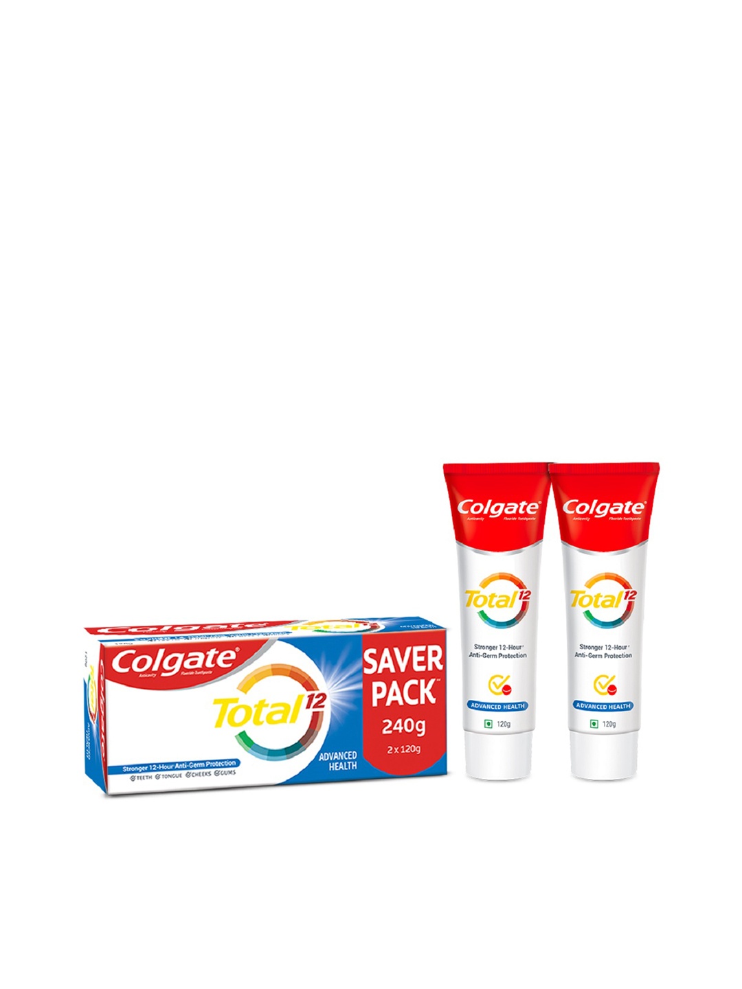 

Colgate 2 Pcs Total12 Whole Mouth Health Antibacterial Toothpaste Saver Pack - 120g each, White