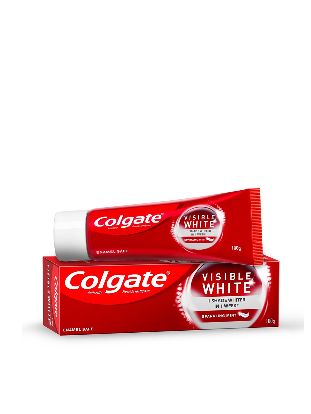 

Colgate Visible White Enamel Safe Sparkling Mint Teeth Whitening Toothpaste - 100g, Red