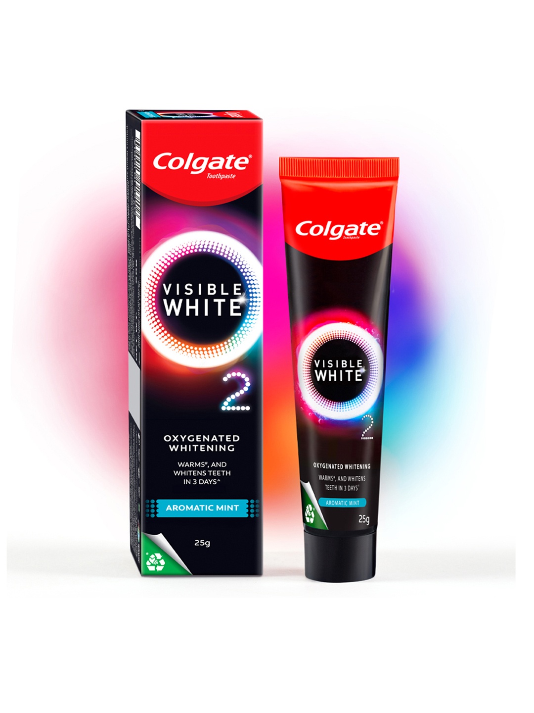 

Colgate Visible White O2 Teeth Whitening Toothpaste 25g - Aromatic Mint, Black