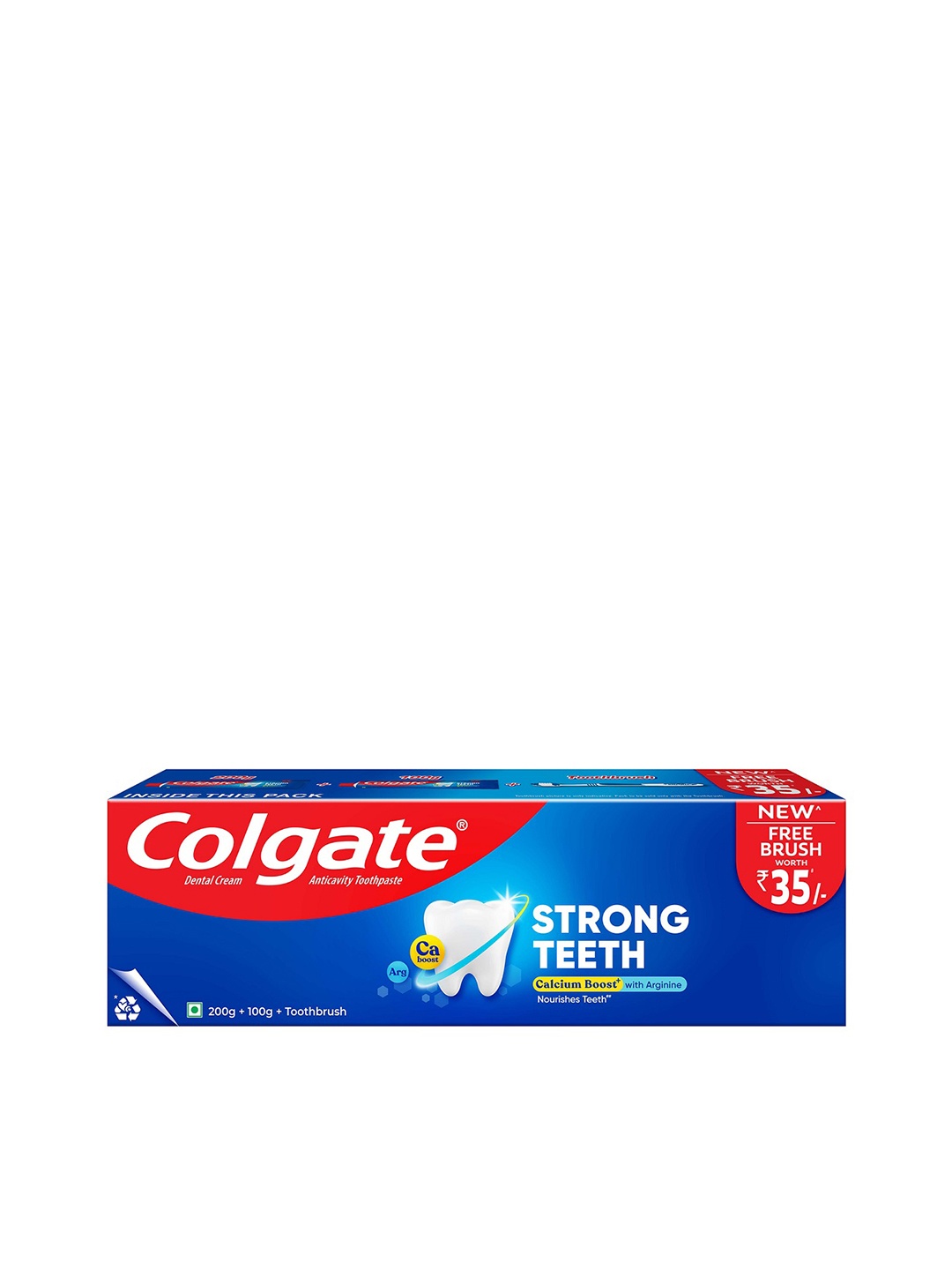 

Colgate Set Of 2 Strong Teeth Calcium Boost Anticavity Toothpaste - 200g & 100g, Blue