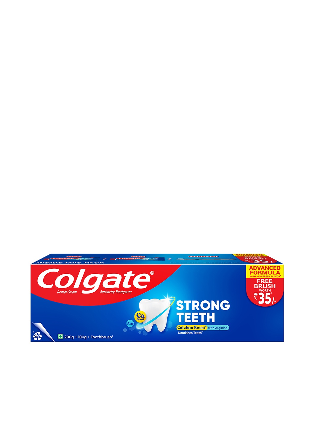 

Colgate Set Of 2 Strong Teeth Calcium Boost Anticavity Toothpaste - 200g & 100g, Blue