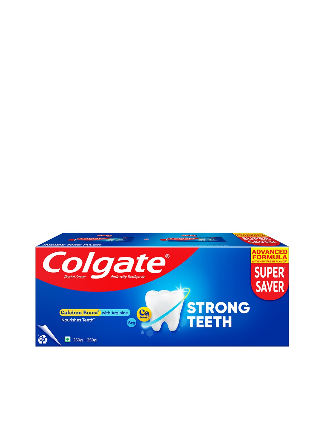 

Colgate Set Of 2 Strong Teeth Calcium Boost Anticavity Toothpaste - 250g Each, Blue