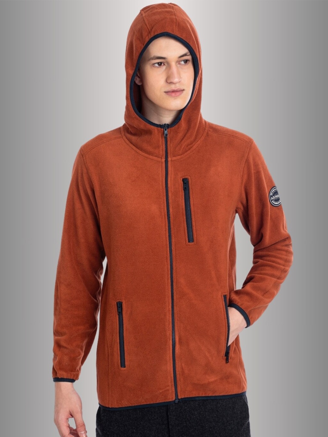 

AXMANN Long Sleeves Hooded Sweatshirt, Rust