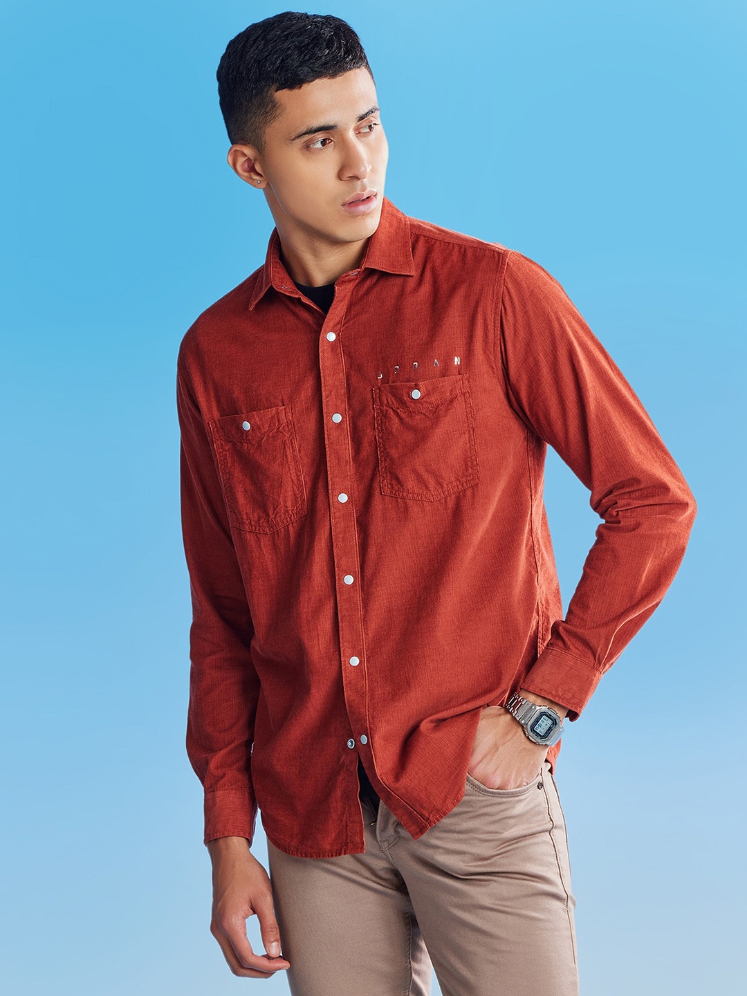 

Red Flame Men Opaque Casual Shirt, Orange