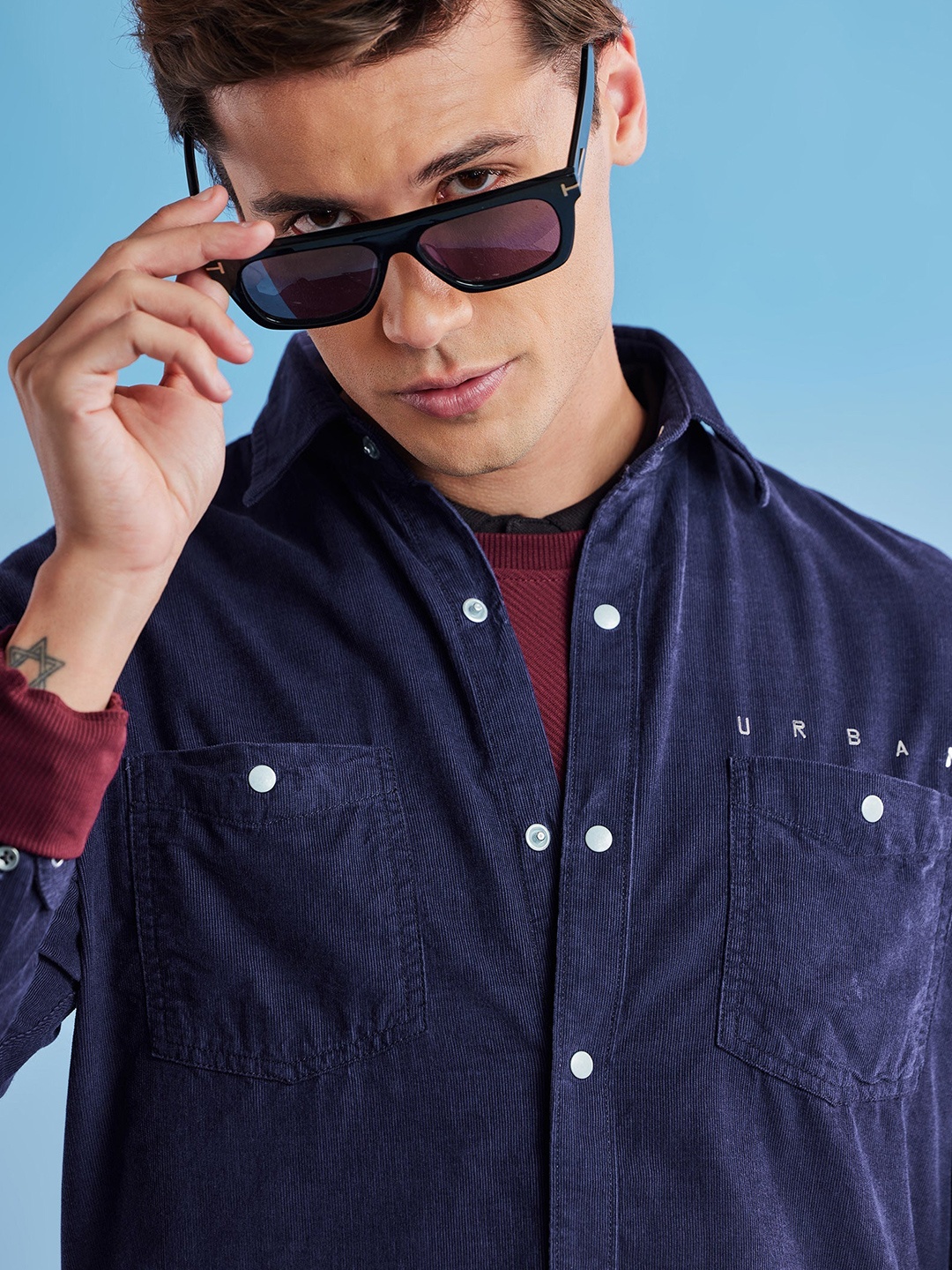 

Red Flame Men Opaque Casual Shirt, Navy blue
