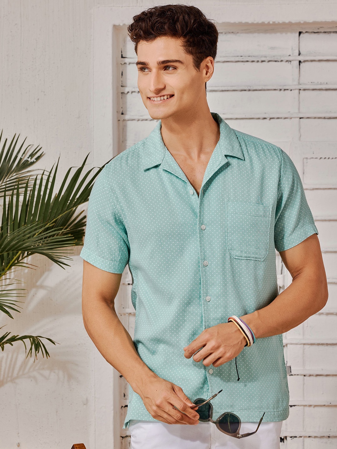 

Red Flame Men Opaque Casual Shirt, Green