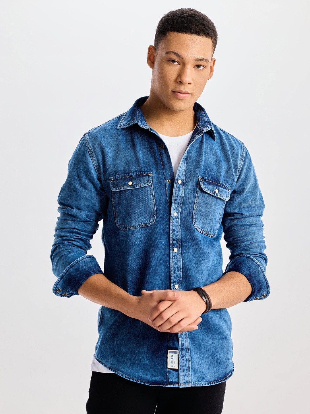 

Red Flame Men Opaque Casual Shirt, Navy blue