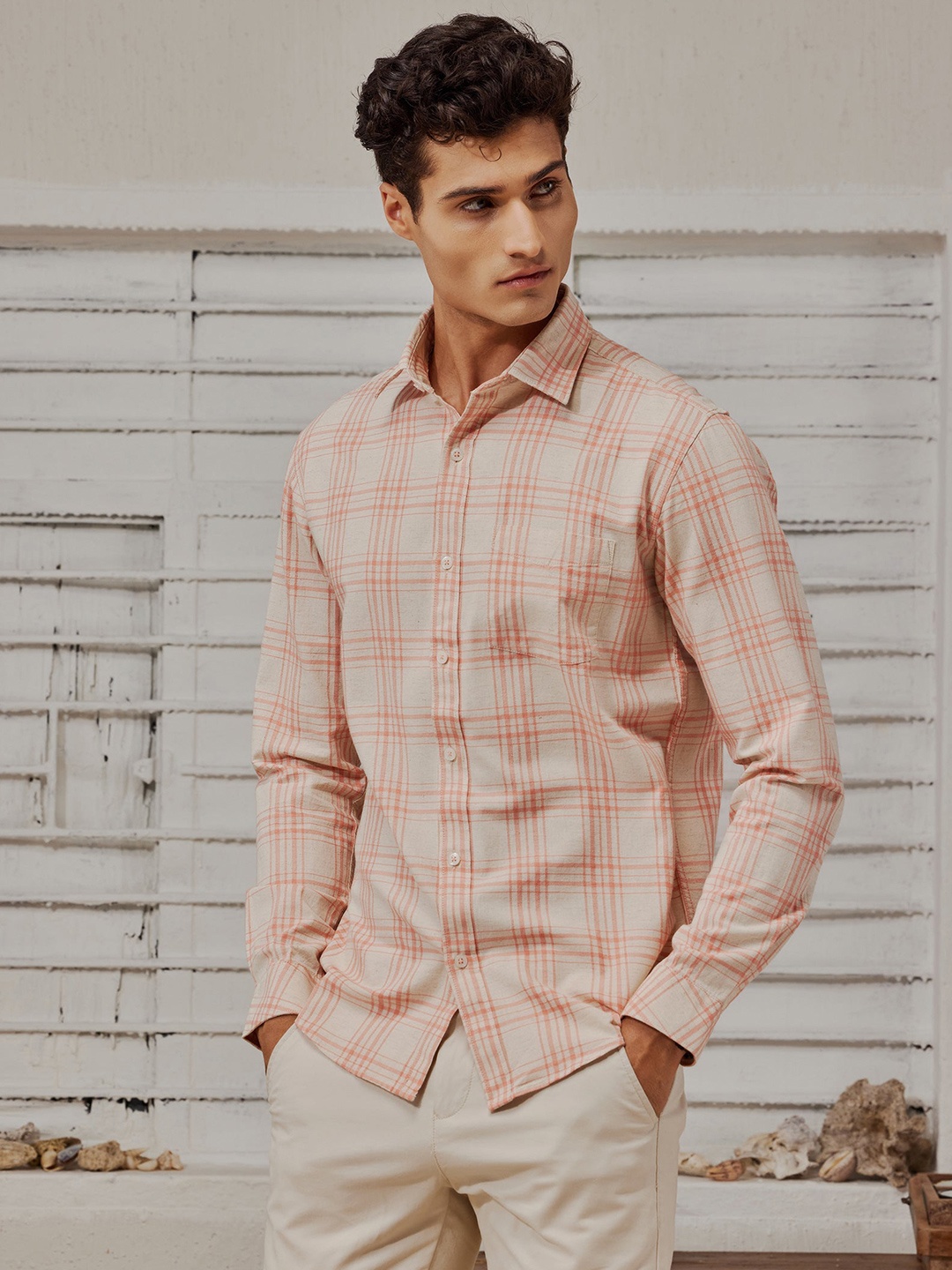 

Red Flame Men Tartan Checks Opaque Checked Casual Shirt