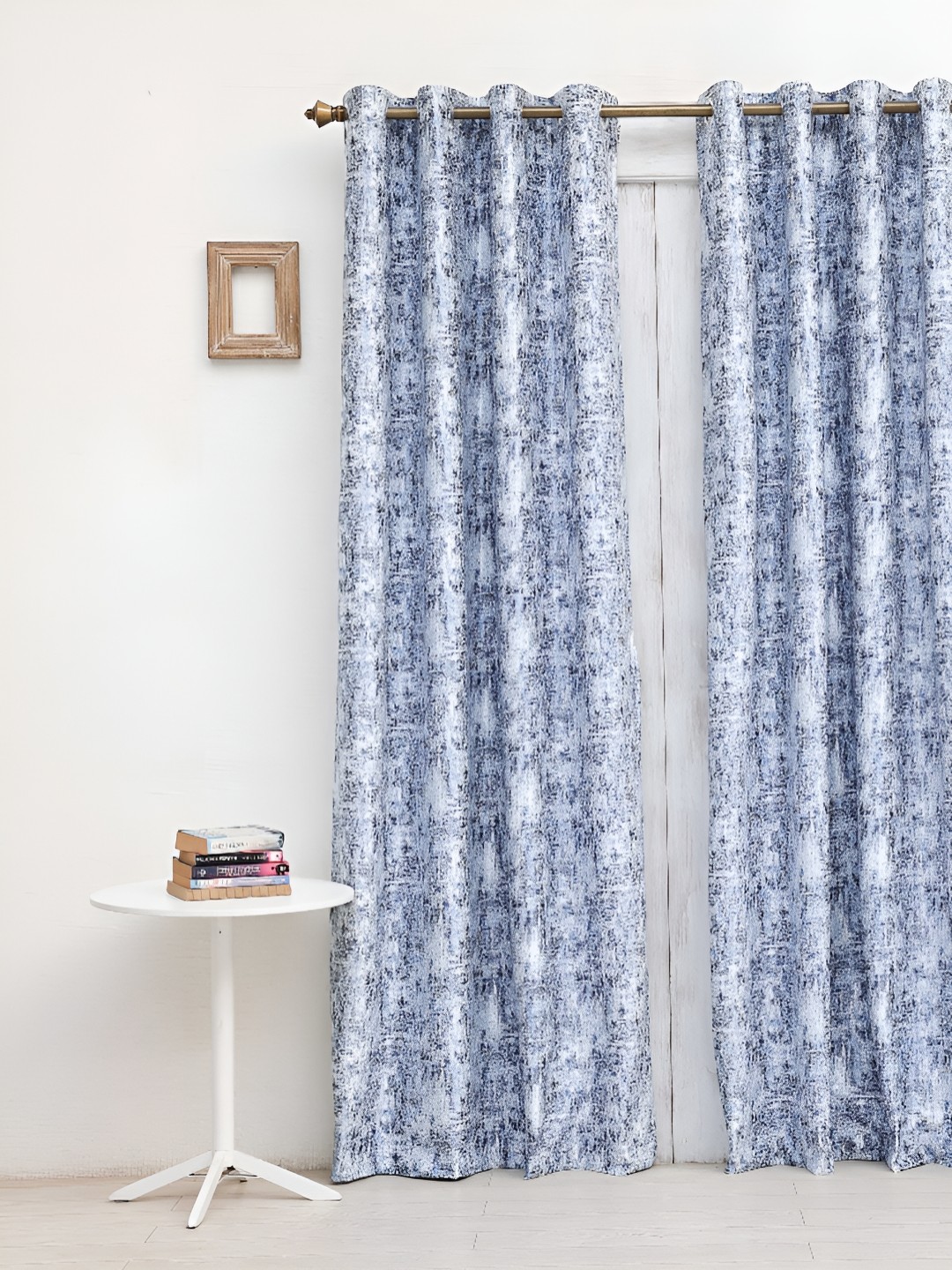 

Ariana Blue & White Abstract Eyelet Door Curtain