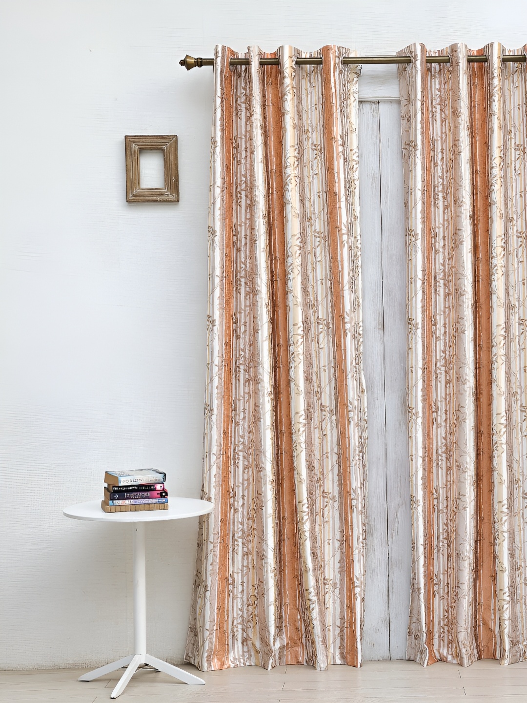 

Ariana Brown & White Floral Printed Long Door Curtain