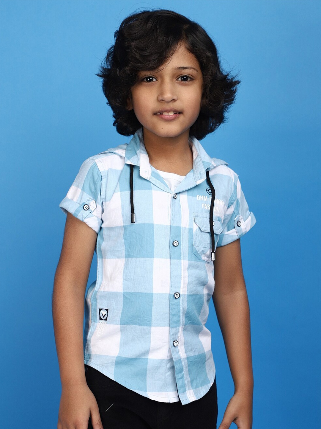 

V-Mart Boys Tartan Checks Opaque Cotton Casual Shirt, Blue
