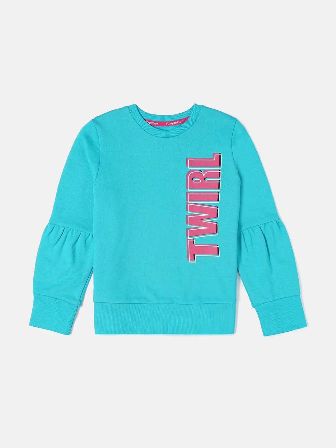 

Jockey Girl's Cotton Printed Round Neck Relaxed Fit Full Sleeve Sweatshirt-AG13, Teal