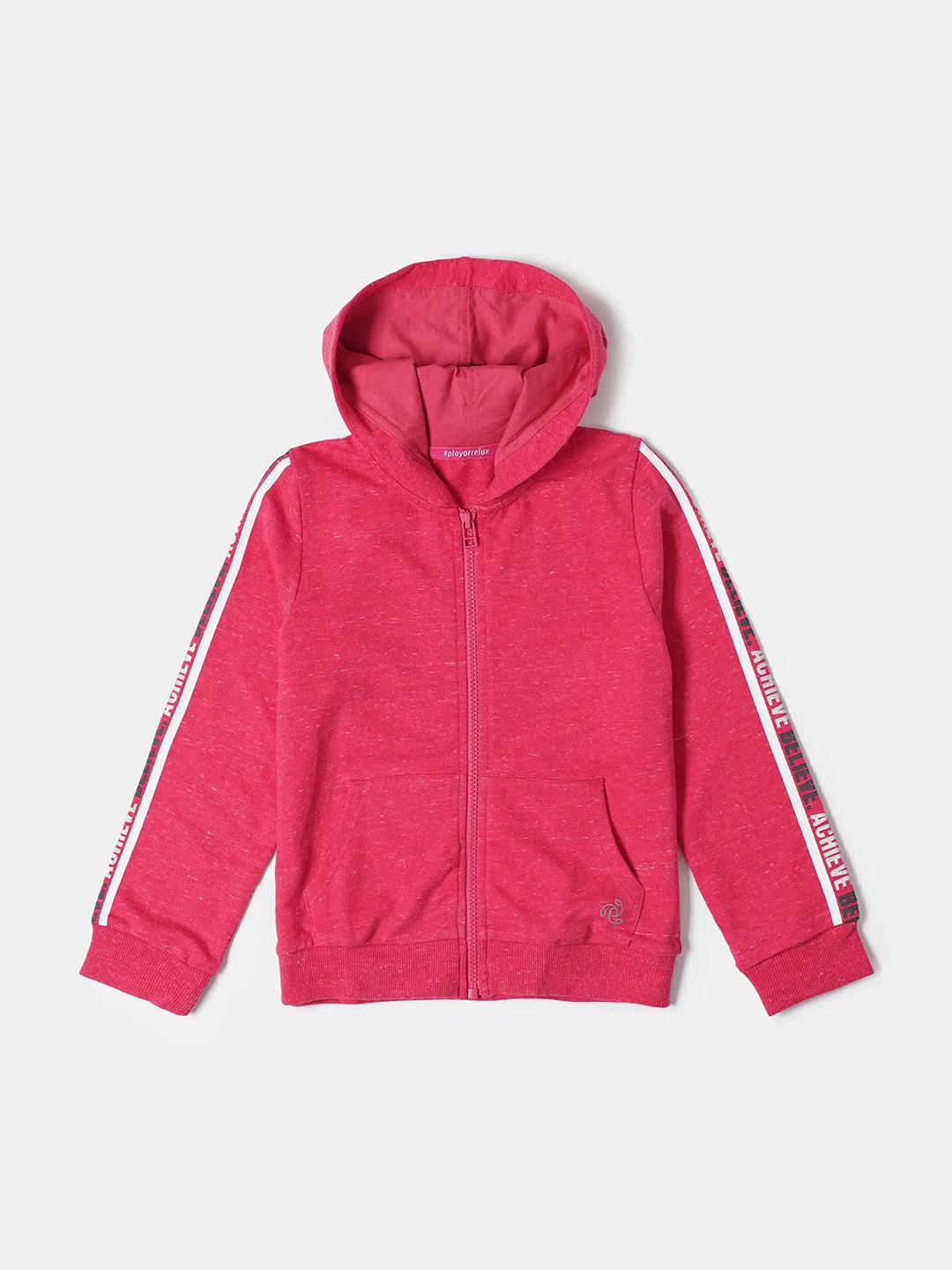 

Jockey Girls Super Combed Cotton French Terry Graphic Printed Hoodie Sporty Jacket-AG20, Pink