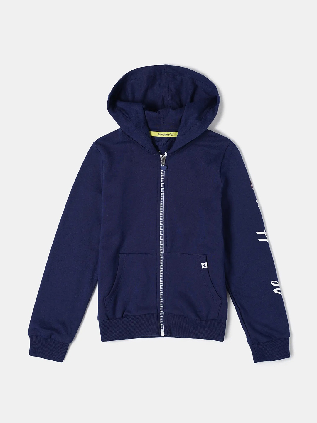 

Jockey Girls Super Combed Cotton Printed Relaxed Fit Full Sleeve Hoodie Jacket-AG20, Navy blue