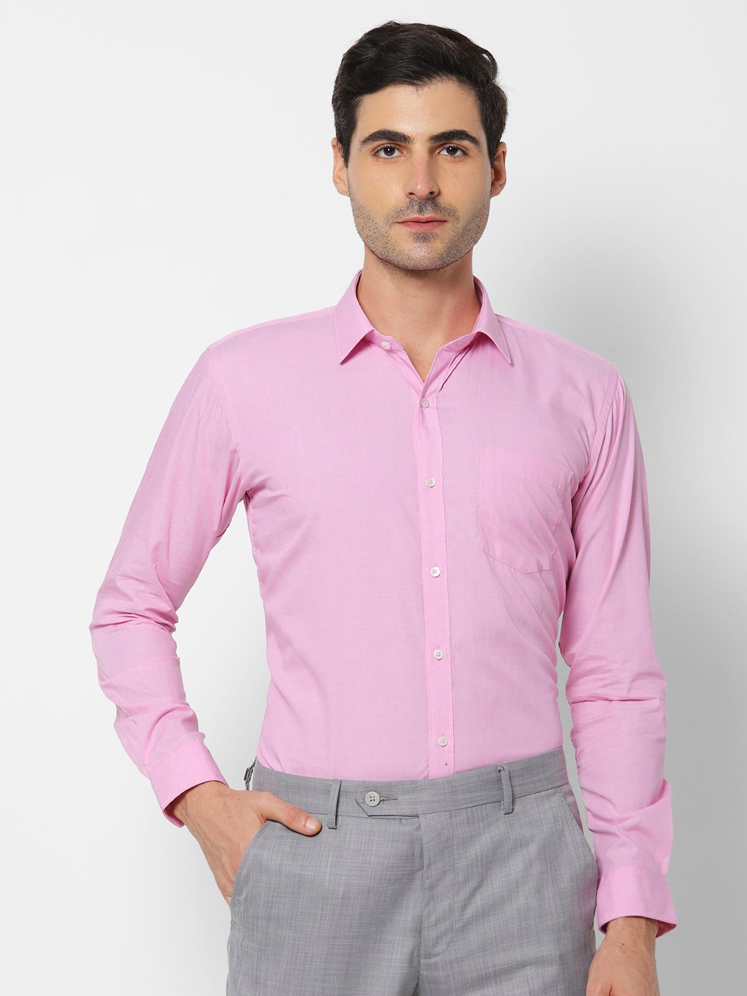 

Stori Spread Collar Cotton Shirt, Pink