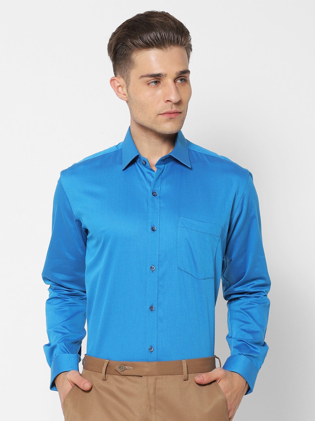 

Stori Spread Collar Cotton Formal Shirt, Blue