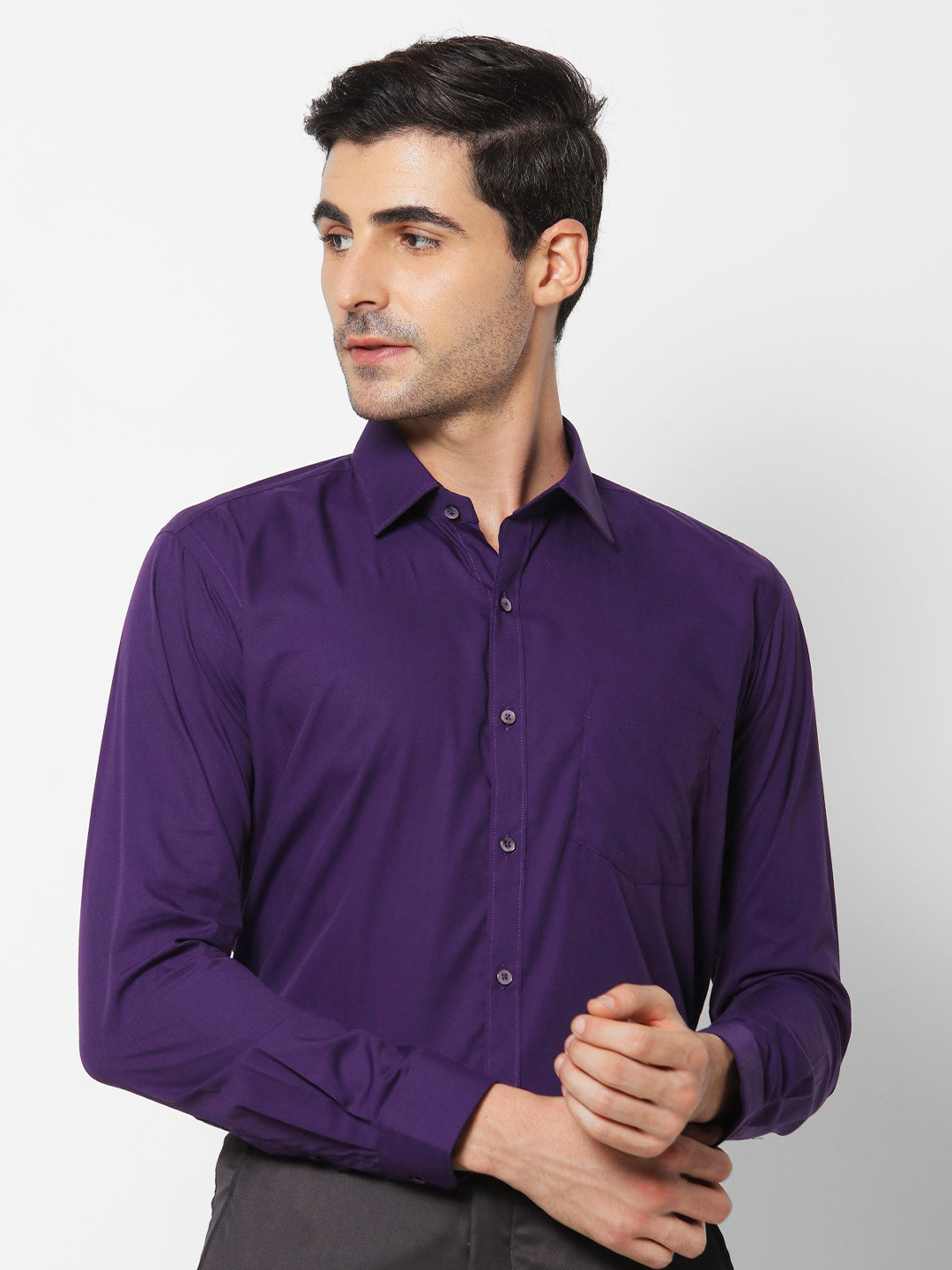 

Stori Spread Collar Cotton Shirt, Purple