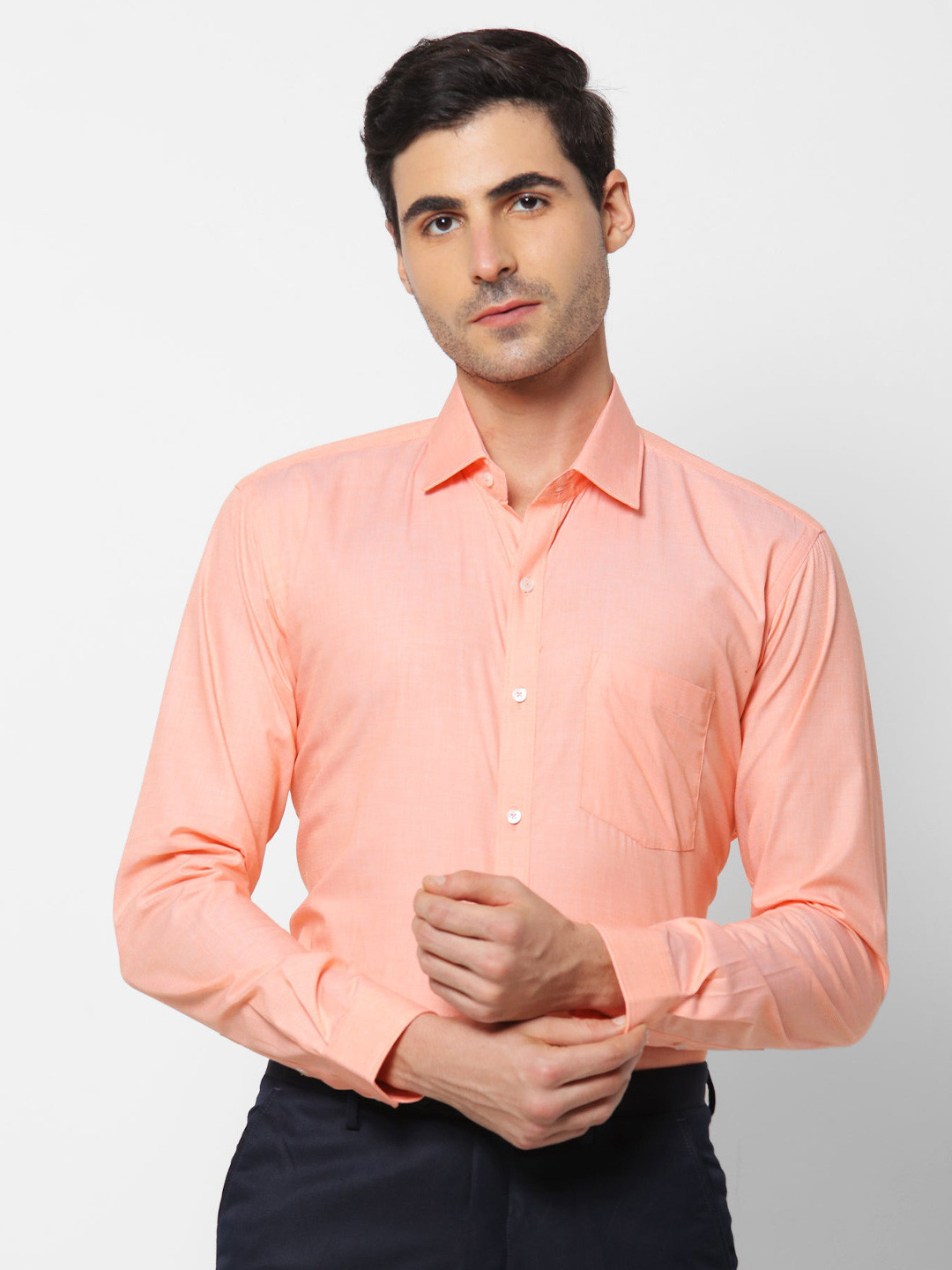 

Stori Spread Collar Cotton Formal Shirt, Orange