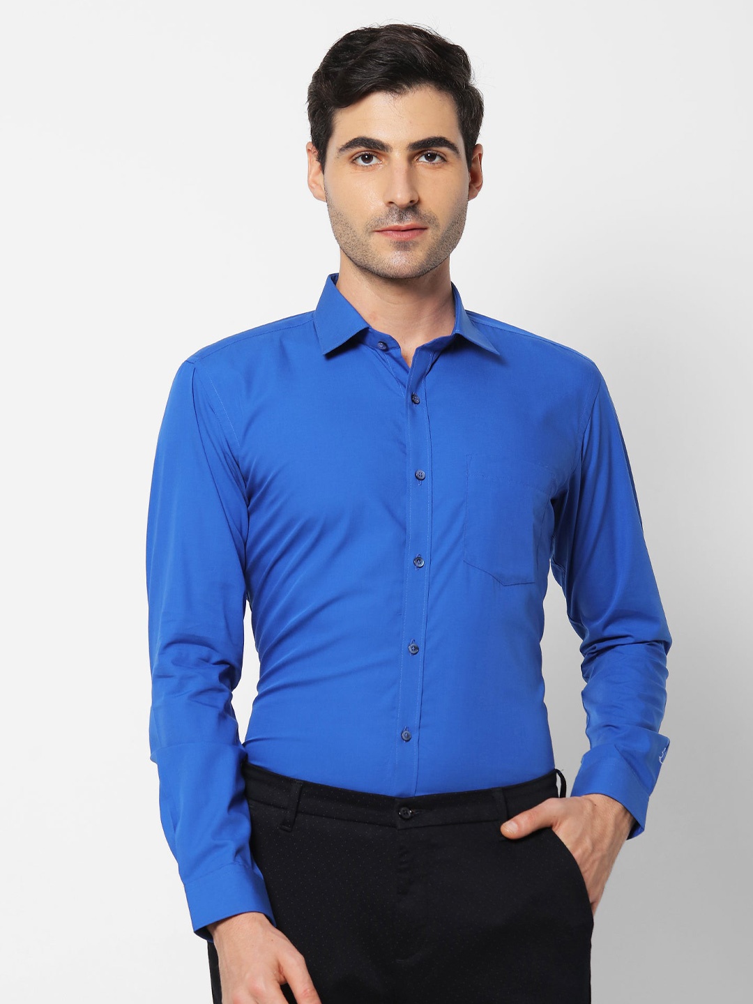 

Stori Spread Collar Cotton Formal Shirt, Blue