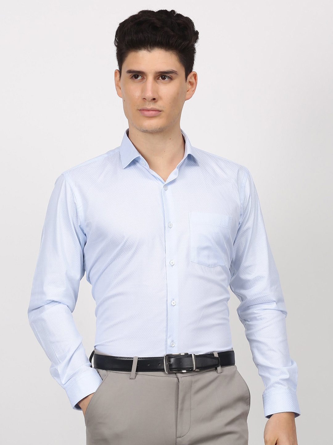 

Stori Micro Ditsy Printed Cotton Formal Shirt, Blue