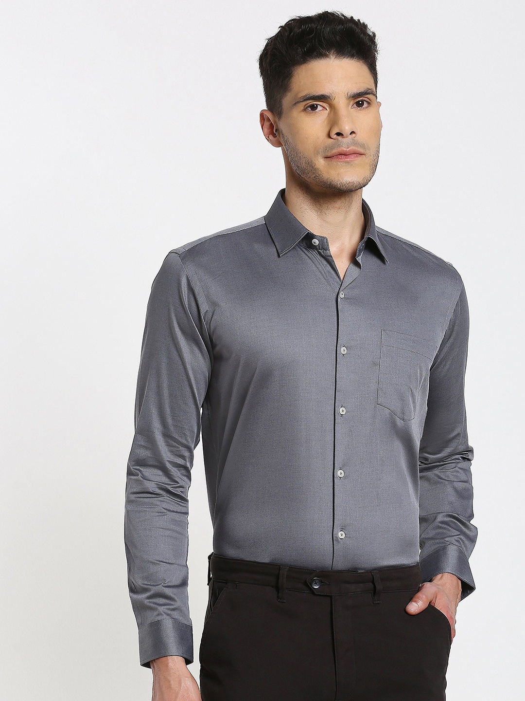 Stori Cotton Shirt, Grey
