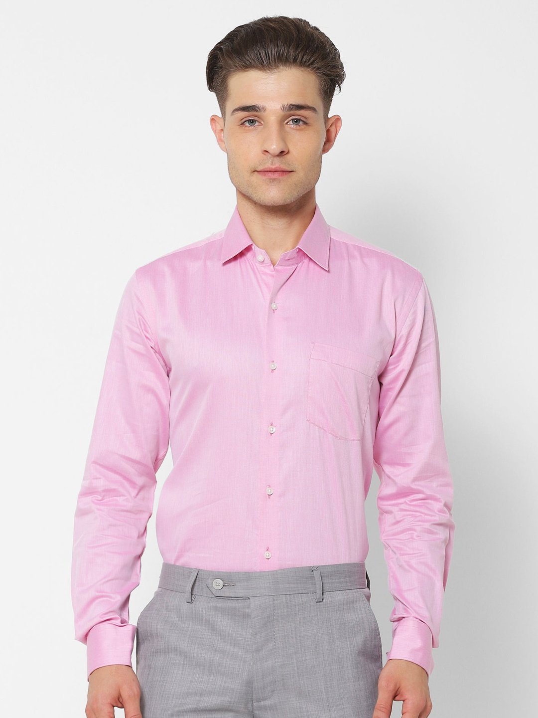 

Stori Spread Collar Cotton Formal Shirt, Pink