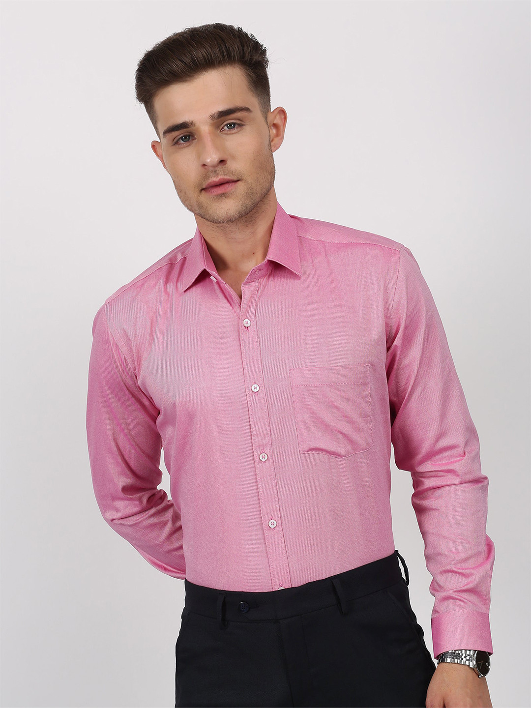 

Stori Spread Collar Cotton Formal Shirt, Pink