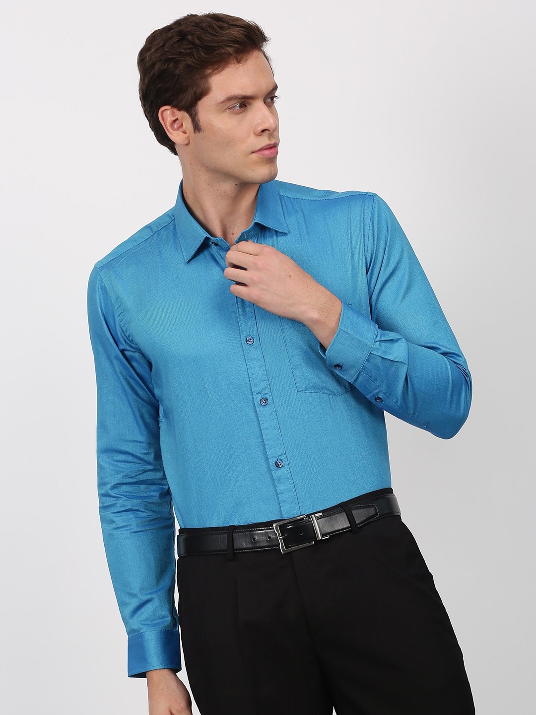 

Stori Spread Collar Cotton Casual Shirt, Blue