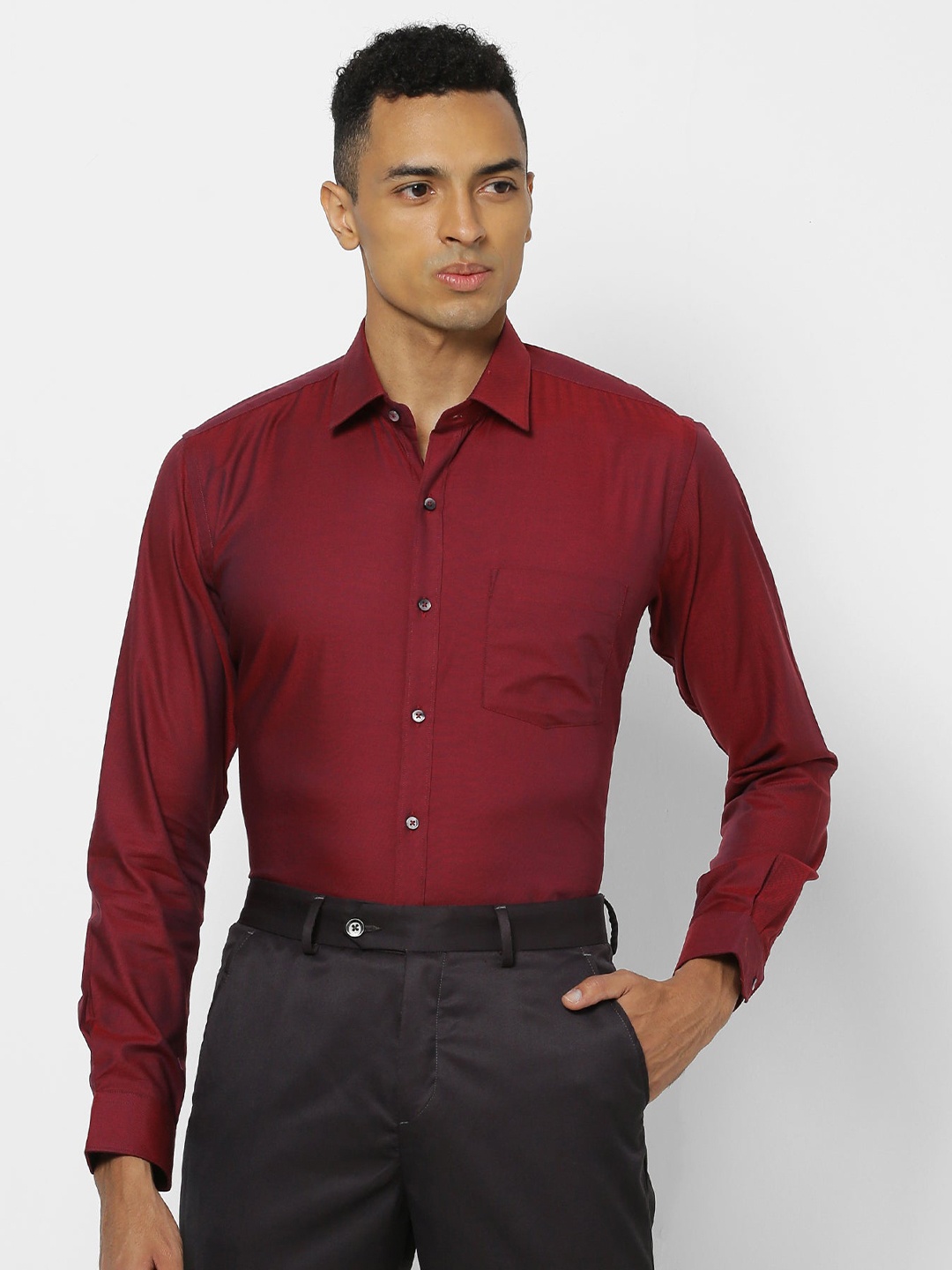 

Stori Spread Collar Long Sleeves Cotton Formal Shirt, Red