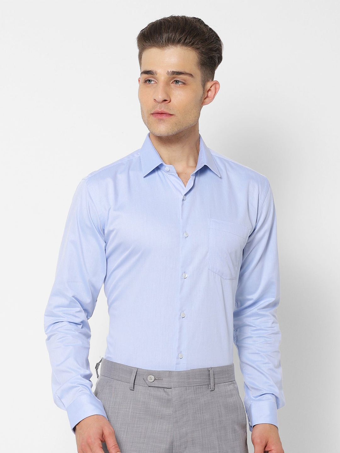 

Stori Spread Collar Cotton Shirt, Blue